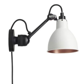 Lampe Gras N304 Væglampe Mat Sort & Hvid/Kobber Med Ledning