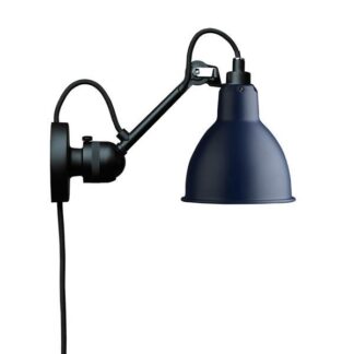 Lampe Gras N304 Væglampe Mat Sort & Mat Blå Med Ledning