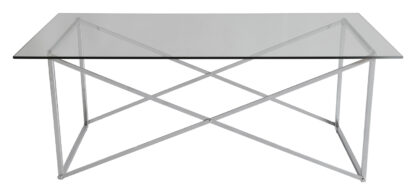 RGE Cross sofabord - glas/sølv glas/metal, rektangulær (120x65)