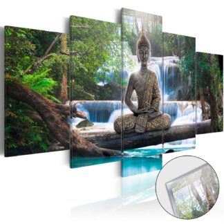 Artgeist billede - Buddha and Waterfall, på plexiglas, to størrelser 200x100