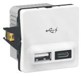 LK FUGA® Dobbelt 5V USB A+C-lader, 2400 mA, 1 modul, hvid