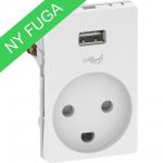 LK FUGA® Stikkontakt med jord, med 5V USB-lader udtag, 1,5 modul hvid