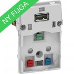 LK FUGA® Stikkontakt med jord, med 5V USB-lader udtag, 1,5 modul, uden afdækning
