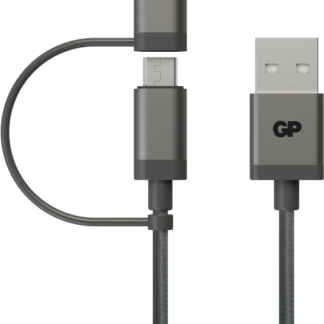 2-i-1 USB kabel med både Apple Lightning og Micro-USB tilslutning 15cm