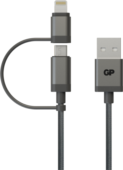 2-i-1 USB kabel med både Apple Lightning og Micro-USB tilslutning 15cm