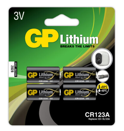 GP foto batteri, Lithium, CR 123A, 4-pak