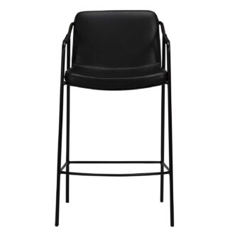 DAN-FORM Boto barstol, m. ryglæn og fodstøtte - vintage sort kunstlæder og sort stål
