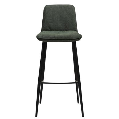 DAN-FORM Fierce barstol, m. ryglæn og fodstøtte - grønt stof og sort stål