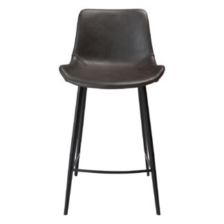DAN-FORM Hype barstol, m. ryglæn og fodstøtte - vintage grå kunstllæder og sort stål