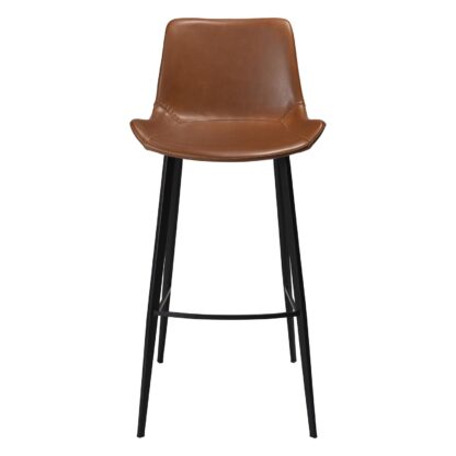 DAN-FORM Hype barstol, m. ryglæn og fodstøtte - vintage lysebrun kunstlæder og sort stål