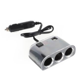 OLESSON Biloplader med dual USB porte + 3 vejs splitter til cigarettænder - Sort