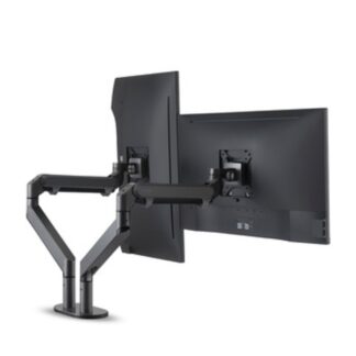 WERGON - Alma - Justerbar Dual Desktop holder med Gasfjederarme - Monitor skærme Max 27" - Mørkegrå