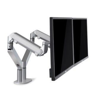 WERGON - Alma - Justerbar Dual monitorarm med Gasfjederarme - Monitor skærme Max 27" - Sølv
