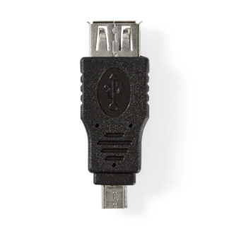 USB 2.0 adapter - USB-A hun / mikro-B (han) - Sort