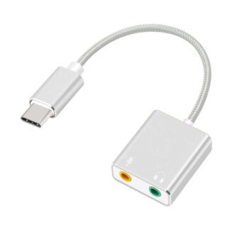 USB-C Headset lydkort adapterkabel - Mikrofon + Lyd - Sølv