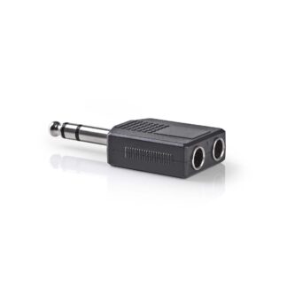 Stereo-audio splitter adapter 6,35 mm hanstik - 2 x 6,35 mm hunstik - Sort