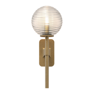 Astro Tacoma Single Væglampe Antik Messing & Rillet Skærm Transparent