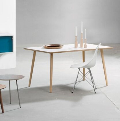 FURBO rektangulær spisebord - hvid laminat og natur eg (90x180)