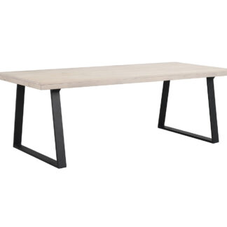 ROWICO Brooklyn rektangulær spisebord, m. udtræk - hvidpigmenteret eg m. U-ben i sort metal (220x95)
