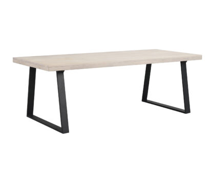 ROWICO Brooklyn rektangulær spisebord, m. udtræk - hvidpigmenteret eg m. U-ben i sort metal (220x95)