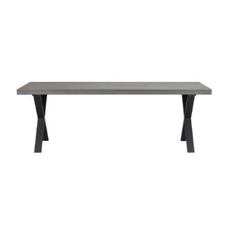 ROWICO Brooklyn rektangulær spisebord, m. udtræk - mørkt egetræ m. X-ben i sort metal (220x95)