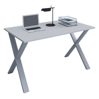 Lona X-feet skrivebord - grå træ og sølvgrå metal (140x80)