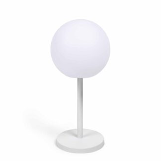 LAFORMA Dinesh bordlampe, ledningsfri - hvid polyethylen og hvid stål (Ø30)