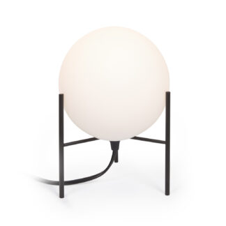 LAFORMA Seina bordlampe, rund - hvid matteret glas og sort stål (Ø15)