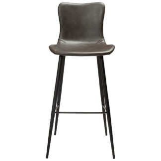 DAN-FORM Medusa barstol, m. ryglæn og fodstøtte - vintage grå kunstlæder og sort stål