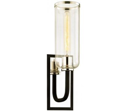 Aeon Væglampe i stål og glas H50,2 cm 1 x E27 - Sort/Poleret nikkel