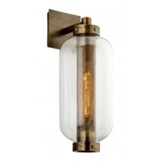 Atwater væglampe i stål og glas H61 cm 1 x E27 - Antik messing/Klar