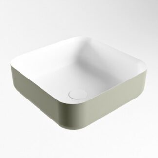 BINX håndvask 36 x 36 cm Solid surface - Talkum/Armygrøn