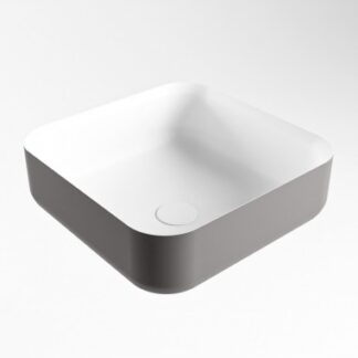 BINX håndvask 36 x 36 cm Solid surface - Talkum/Mørkegrå
