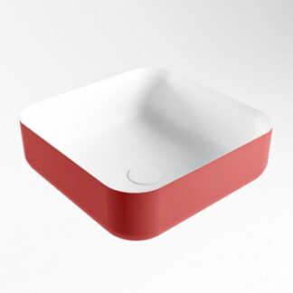 BINX håndvask 36 x 36 cm Solid surface - Talkum/Rød