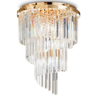 CARLTON Loftlampe i glas og metal Ø50 cm 12 x E14 - Guld/Klar