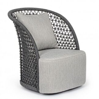 Cuyen rotérbar lounge havestol i aluminium, reb og olefin B93 cm - Charcoal/Grå