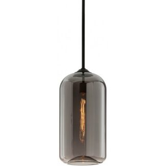 District Loftlampe i glas og jern Ø25,5 cm 1 x E27 - Smoked/Sort