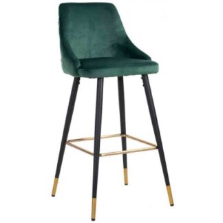 Imani barstol i velour H109 cm - Sort/Grøn