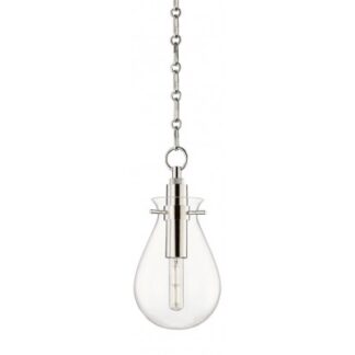 Ivy Loftlampe i stål og glas Ø19 cm 1 x E27 - Poleret nikkel/Klar