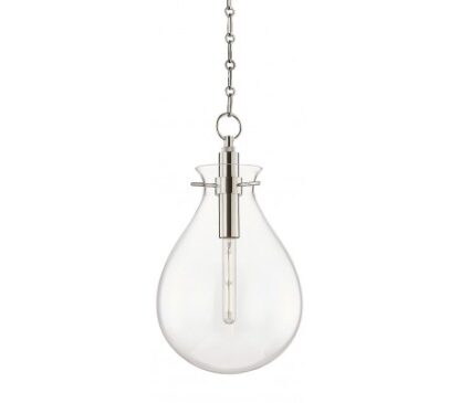 Ivy Loftlampe i stål og glas Ø32 cm 1 x E27 - Poleret nikkel/Klar
