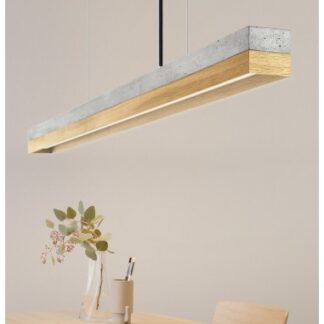 Langbordspendel i beton og egetræ 122 cm 25W LED - Lys beton/Egetræ