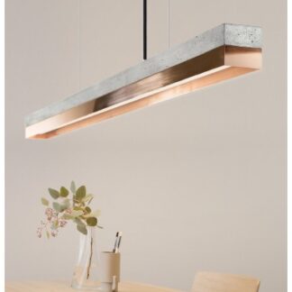 Langbordspendel i beton og kobber 122 cm 25W LED - Lys beton/Kobber