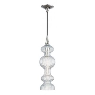 Pomfret Loftlampe i glas og stål Ø15,5 cm 1 x E27 - Klar/Poleret nikkel