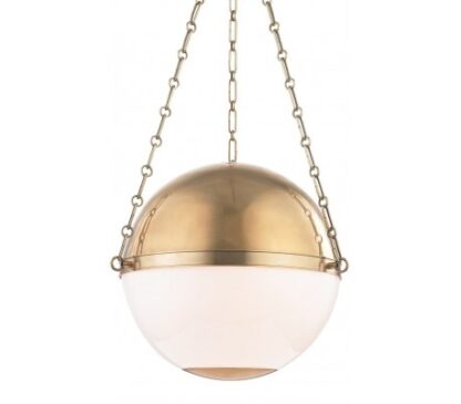 Sphere 2 Loftlampe i stål og glas Ø52 cm 3 x E27 - Antik messing/Opalhvid
