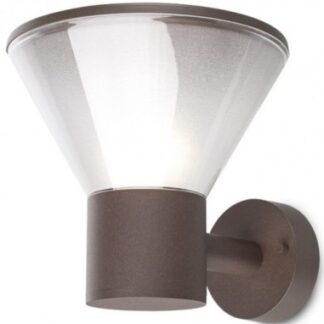 WIT Væglampe i aluminium og polycarbonat H20 cm 1 x E27 - Mat mørkebrun/Frostet