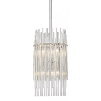 Wallis Loftlampe i stål og glas Ø50,2 cm 6 x E14 - Poleret nikkel/Klar
