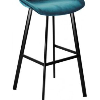 Finn barstol i velour H78 cm - Sort/Blå