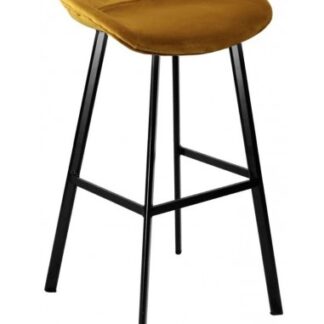 Finn barstol i velour H78 cm - Sort/Gylden