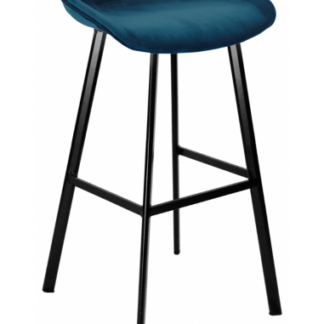 Finn barstol i velour H78 cm - Sort/Mørkeblå