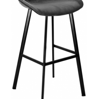 Finn barstol i velour H78 cm - Sort/Mørkegrå